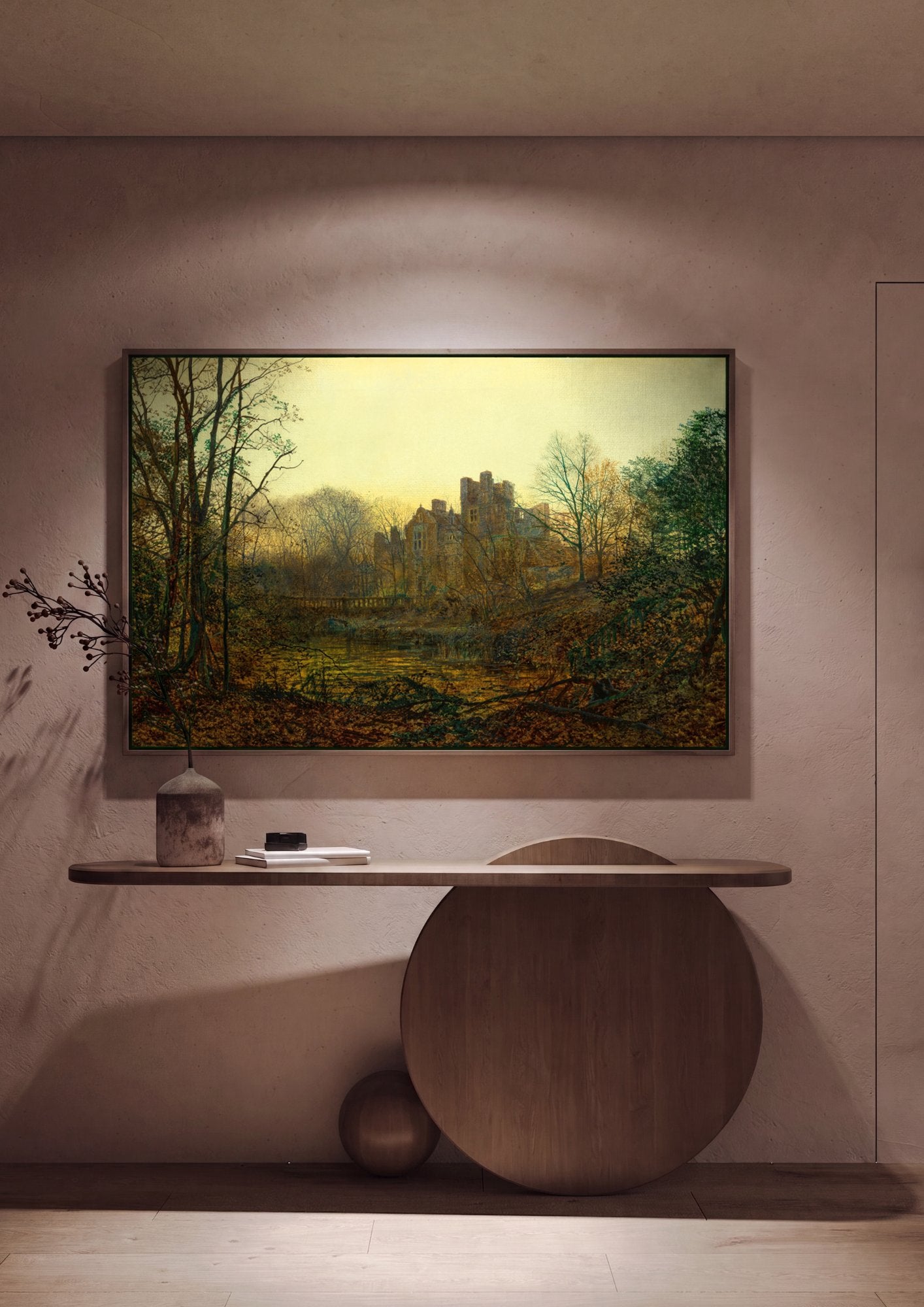 Quadro Decorativo Castelo Iluminado - Grimshaw em ambiente decorado