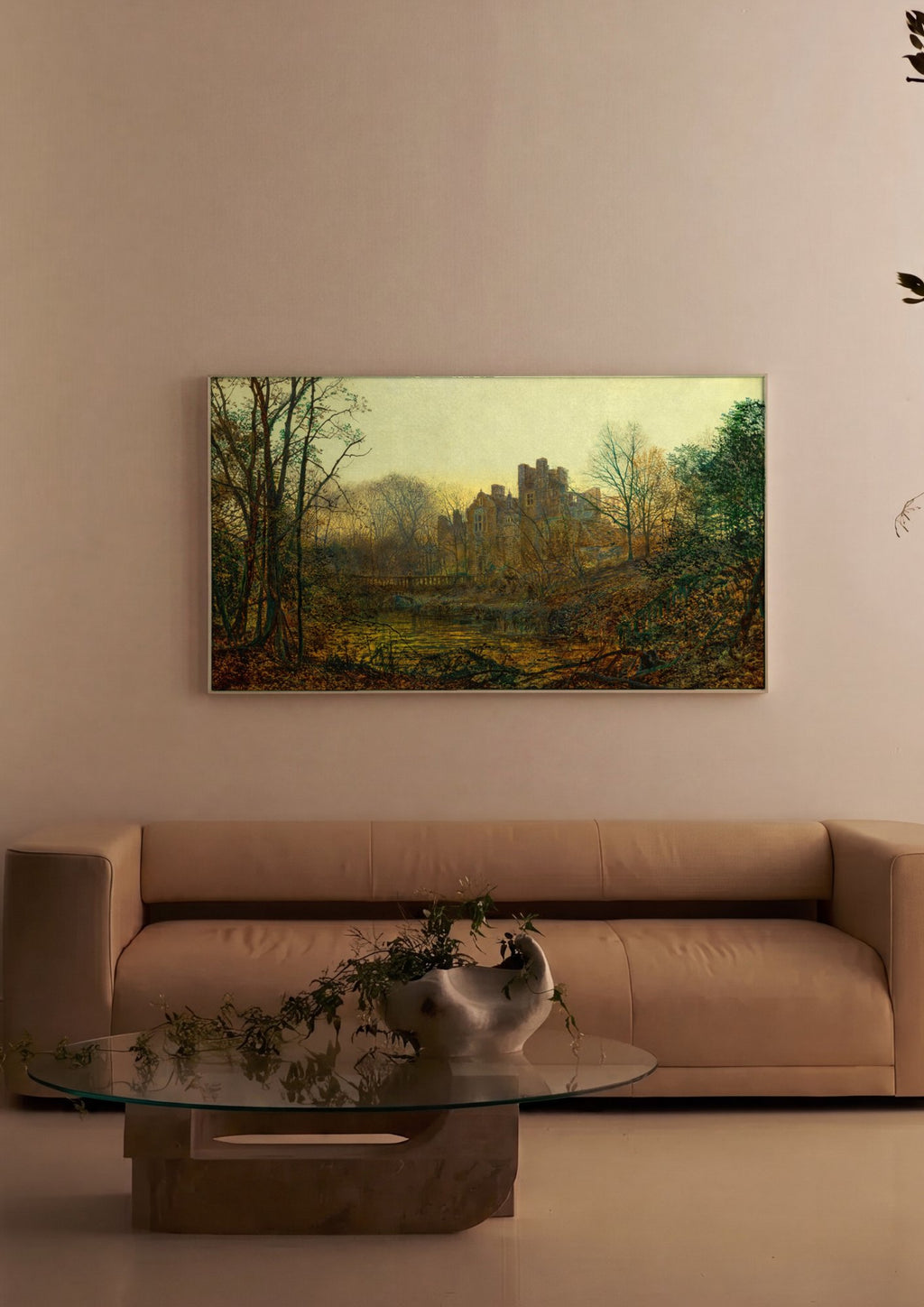 Quadro Decorativo Castelo Iluminado - Grimshaw em ambiente decorado