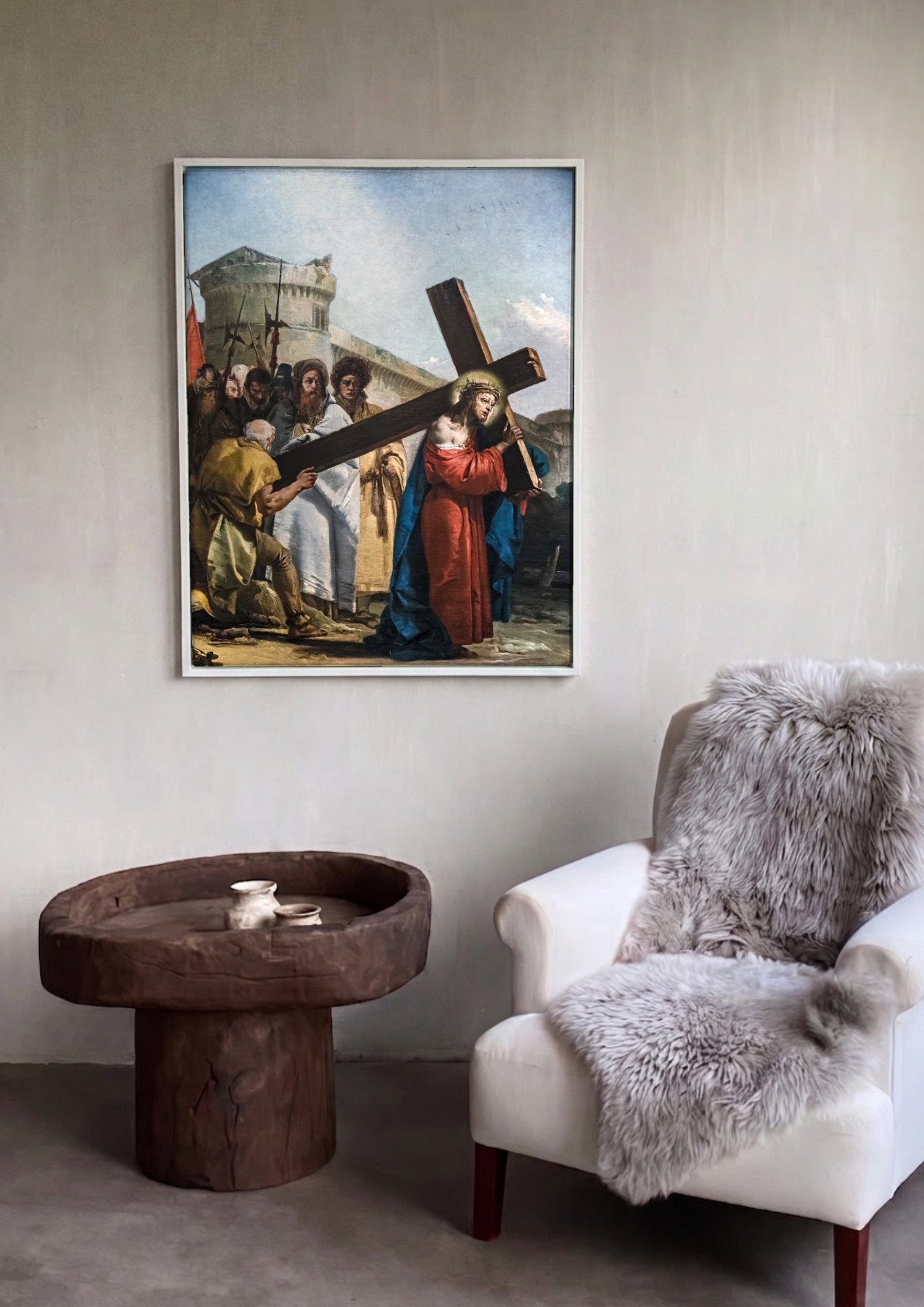 Quadro Decorativo A Caminho do Calvário - G.D. Tiepolo em ambiente decorado