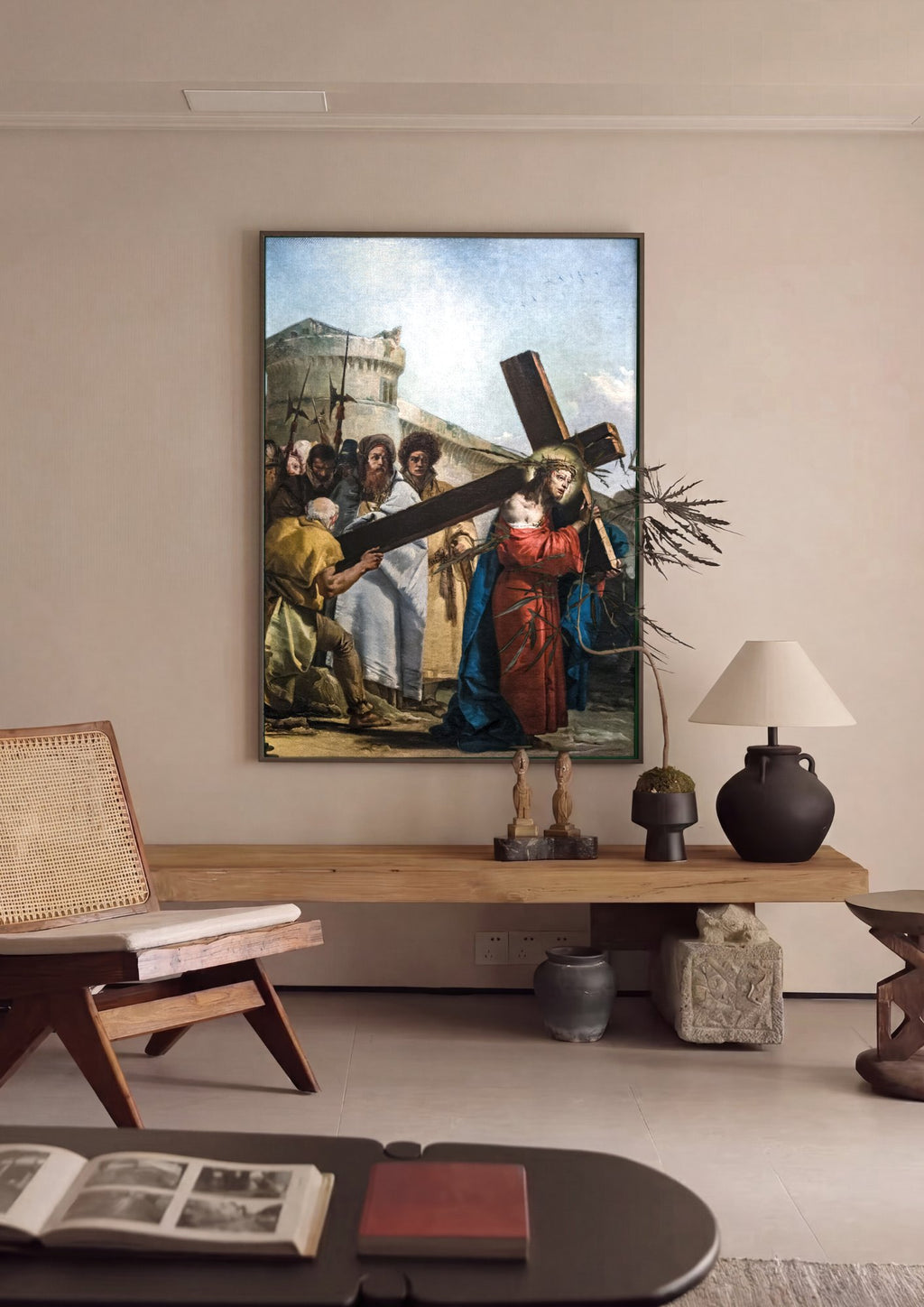Quadro Decorativo A Caminho do Calvário - G.D. Tiepolo em ambiente decorado
