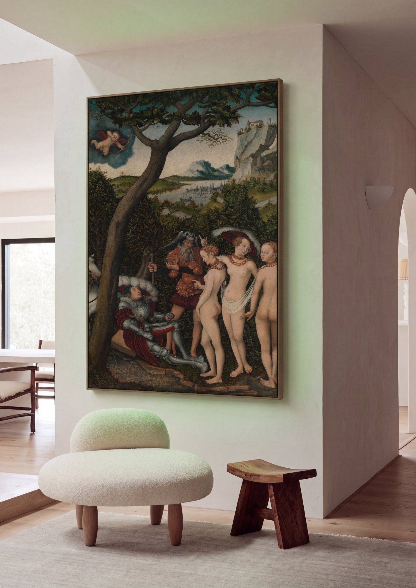 Quadro Decorativo O Julgamento de Páris - Cranach, o Velho em ambiente decorado
