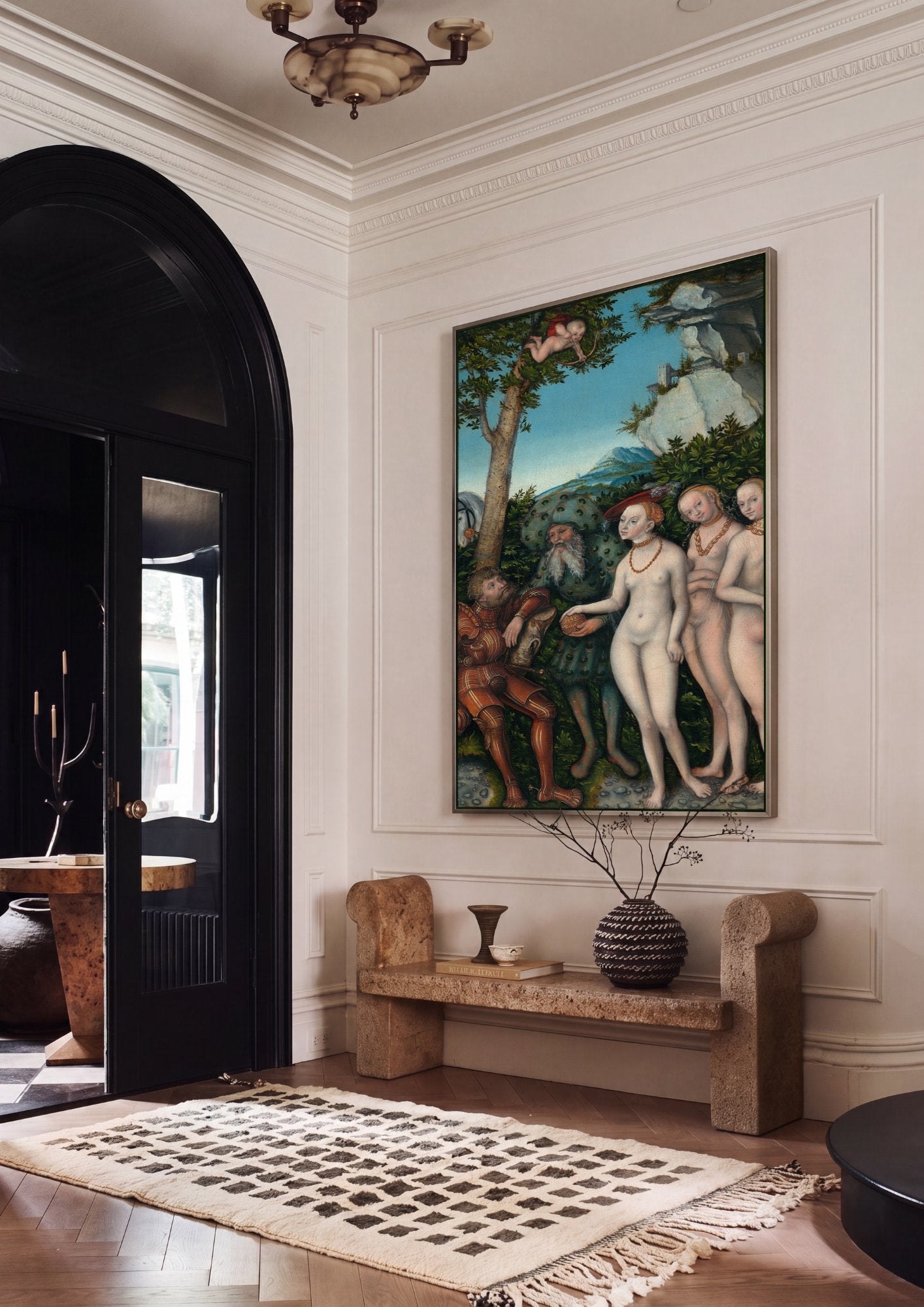 Quadro Decorativo O Julgamento de Páris - Cranach, o Velho em ambiente decorado