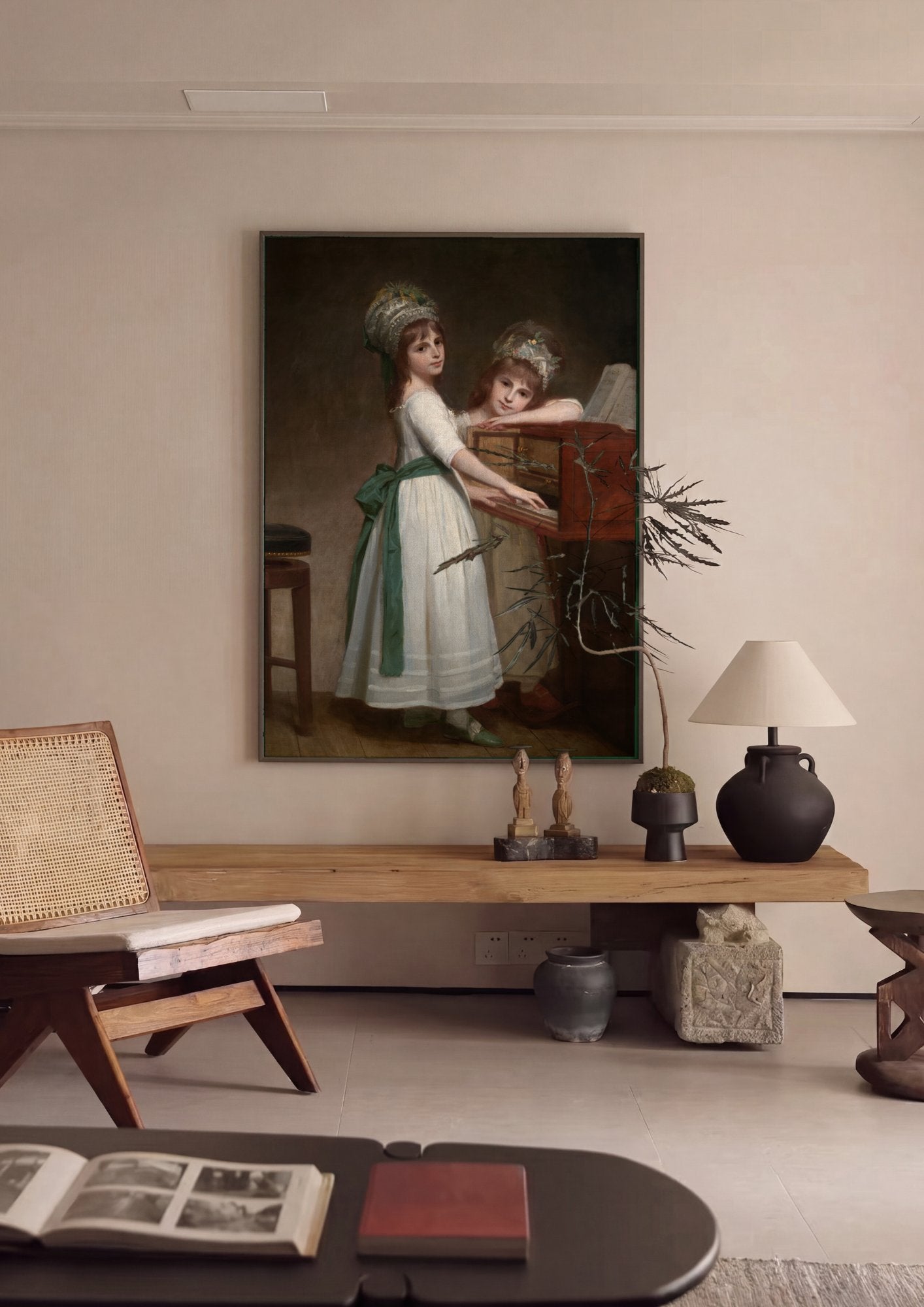 Quadro Decorativo As Filhas de Sir Christopher Sykes - George Romney em ambiente decorado