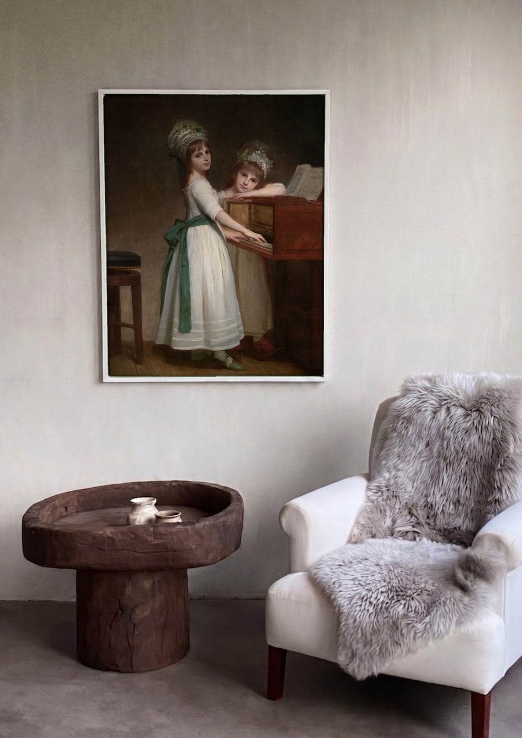 Quadro Decorativo As Filhas de Sir Christopher Sykes - George Romney em ambiente decorado