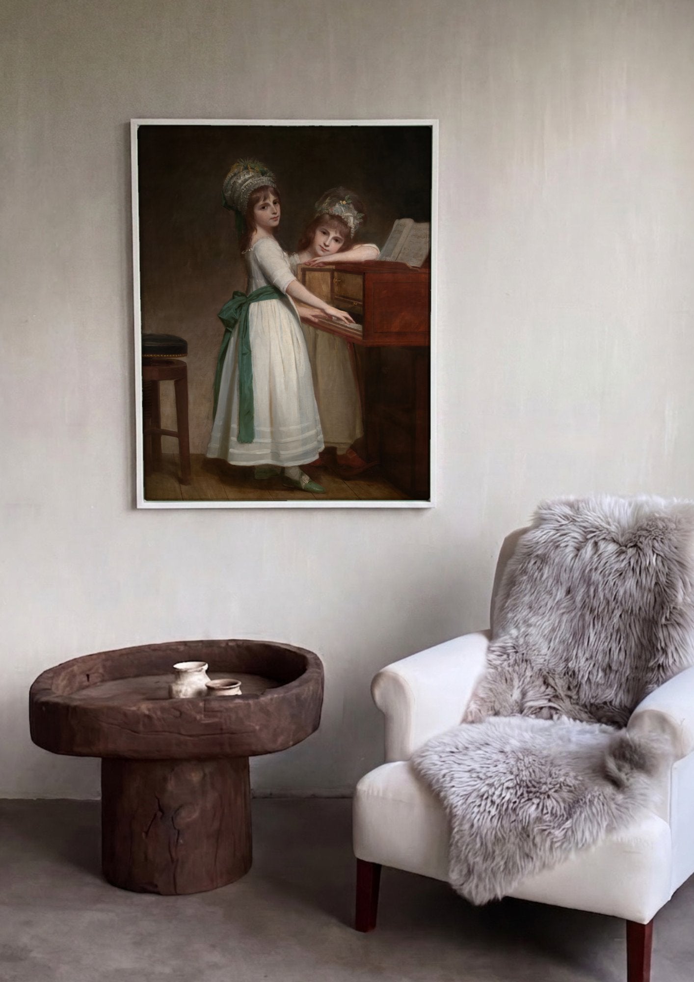Quadro Decorativo As Filhas de Sir Christopher Sykes - George Romney em ambiente decorado