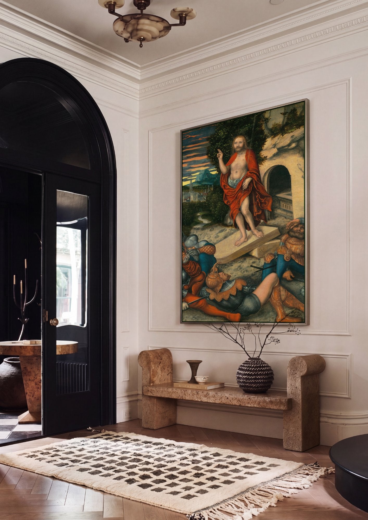 Quadro Decorativo A Ressurreição de Cristo - Cranach em ambiente decorado