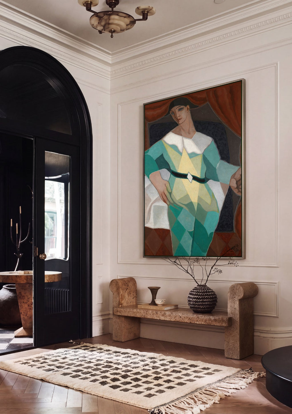 Quadro Decorativo O Pierrot - Juan Gris em ambiente decorado