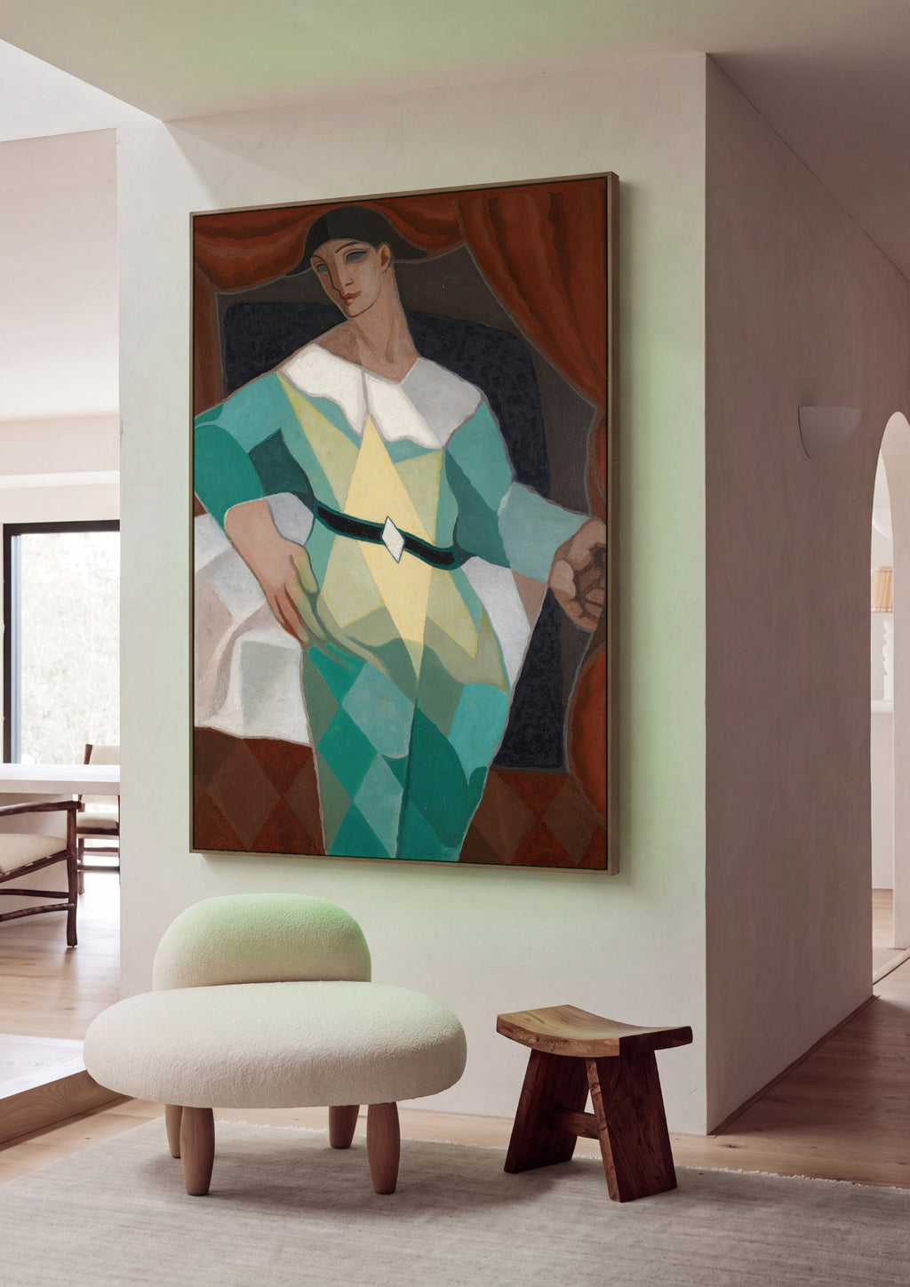 Quadro Decorativo O Pierrot - Juan Gris em ambiente decorado