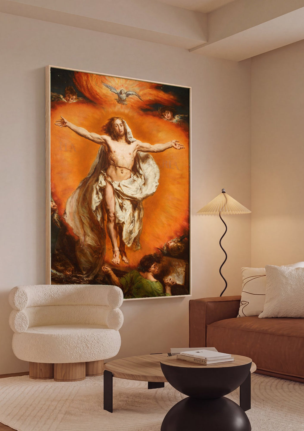 Quadro Decorativo A Ressurreição de Cristo - Jan Matejko em ambiente decorado