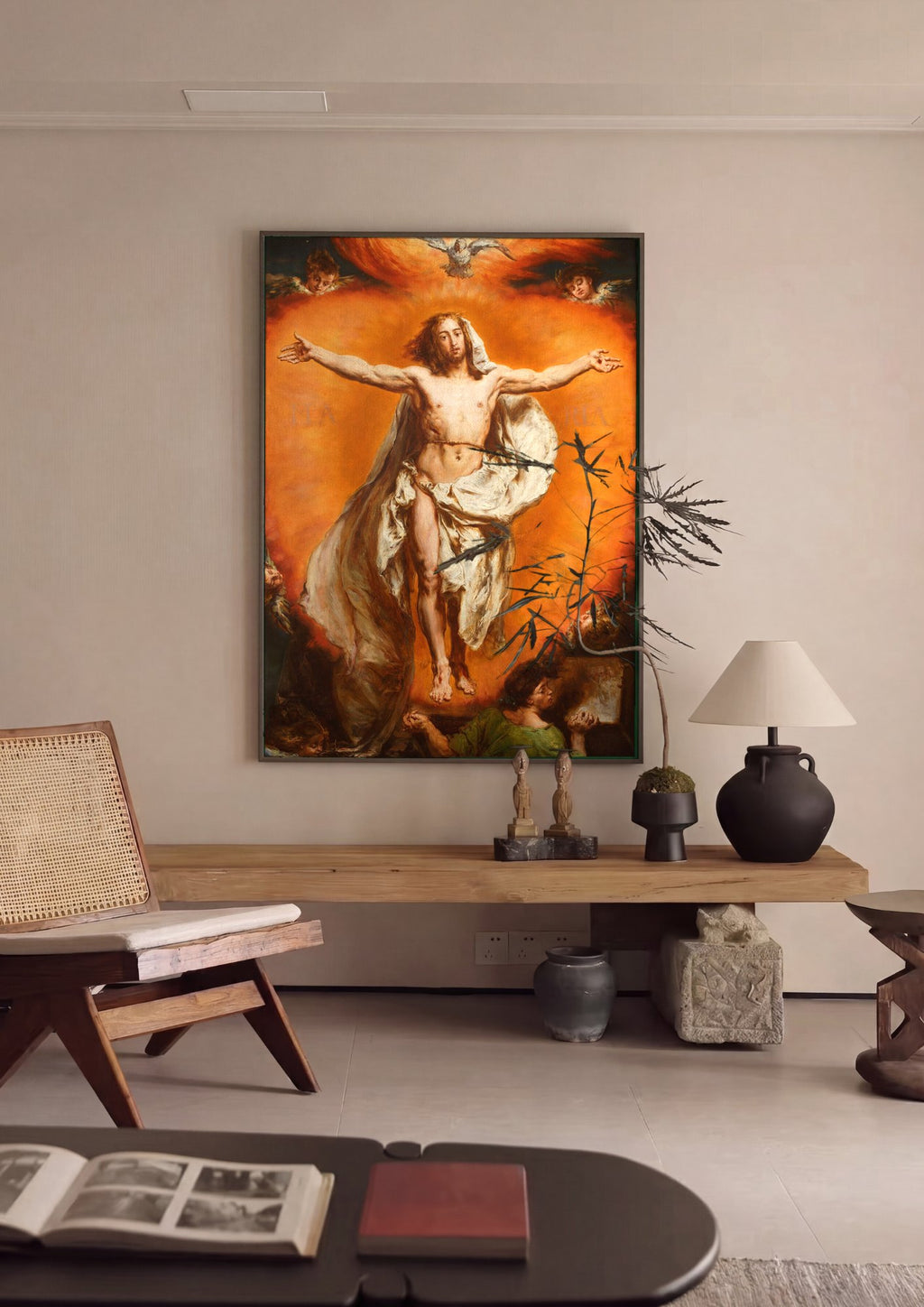 Quadro Decorativo A Ressurreição de Cristo - Jan Matejko em ambiente decorado