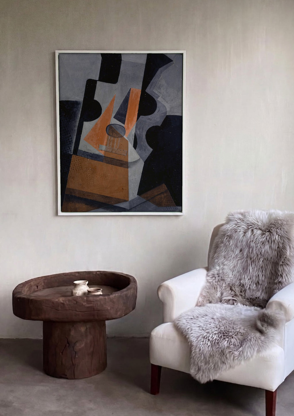 Quadro Decorativo A Guitarra - Juan Gris em ambiente decorado