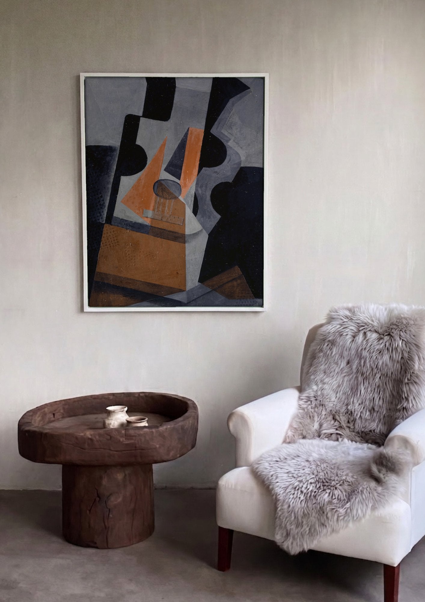 Quadro Decorativo A Guitarra - Juan Gris em ambiente decorado