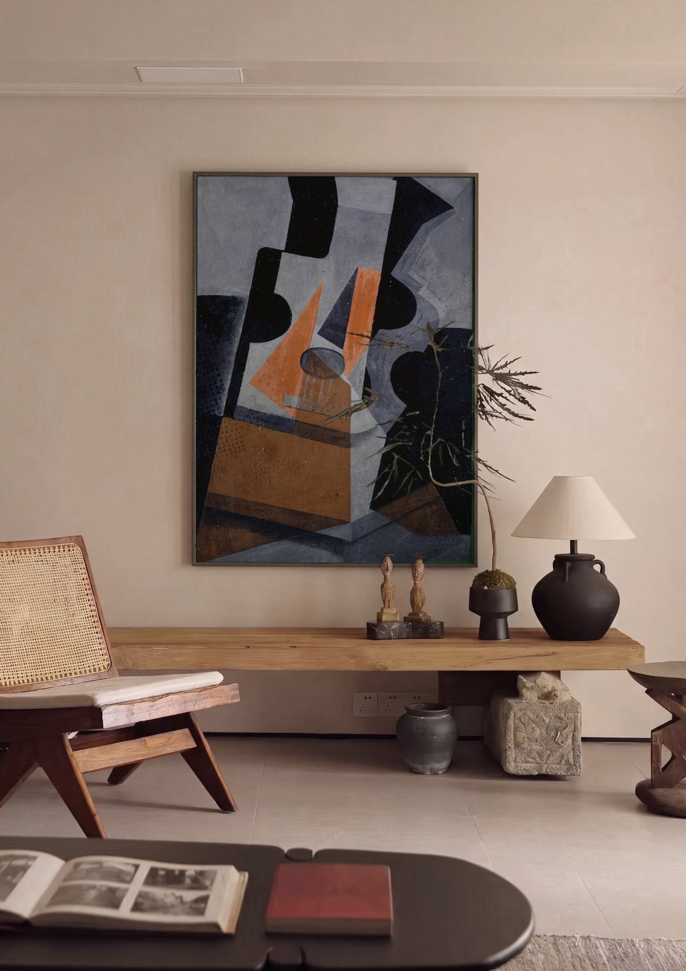 Quadro Decorativo A Guitarra - Juan Gris em ambiente decorado