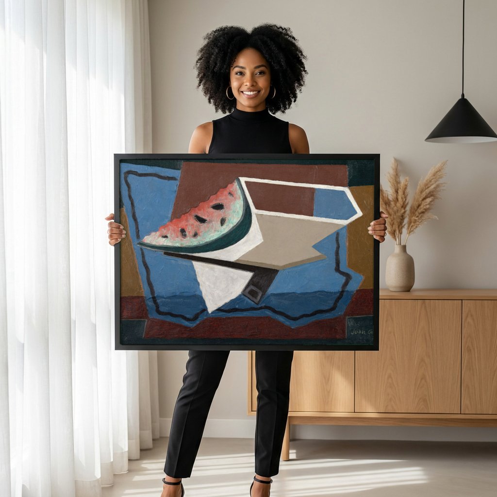 Quadro Decorativo Melancia - Juan Gris com modelo em ambiente