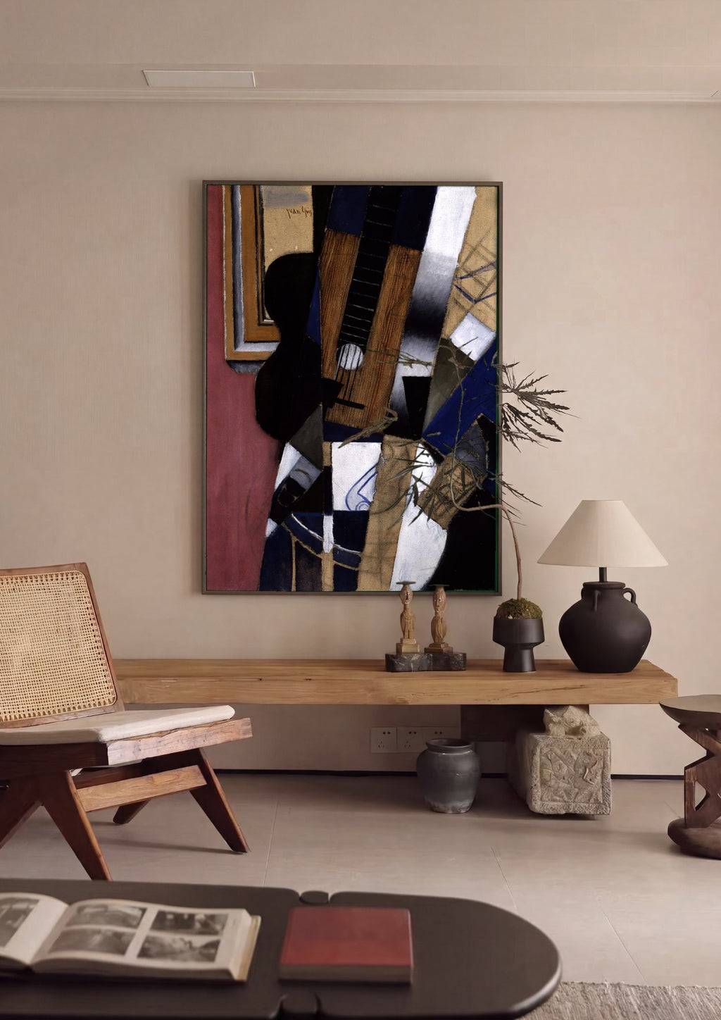 Quadro Decorativo A Guitarra - Juan Gris em ambiente decorado