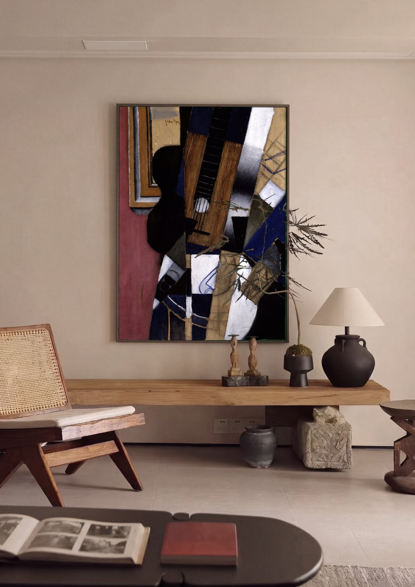 Quadro Decorativo A Guitarra - Juan Gris em ambiente decorado