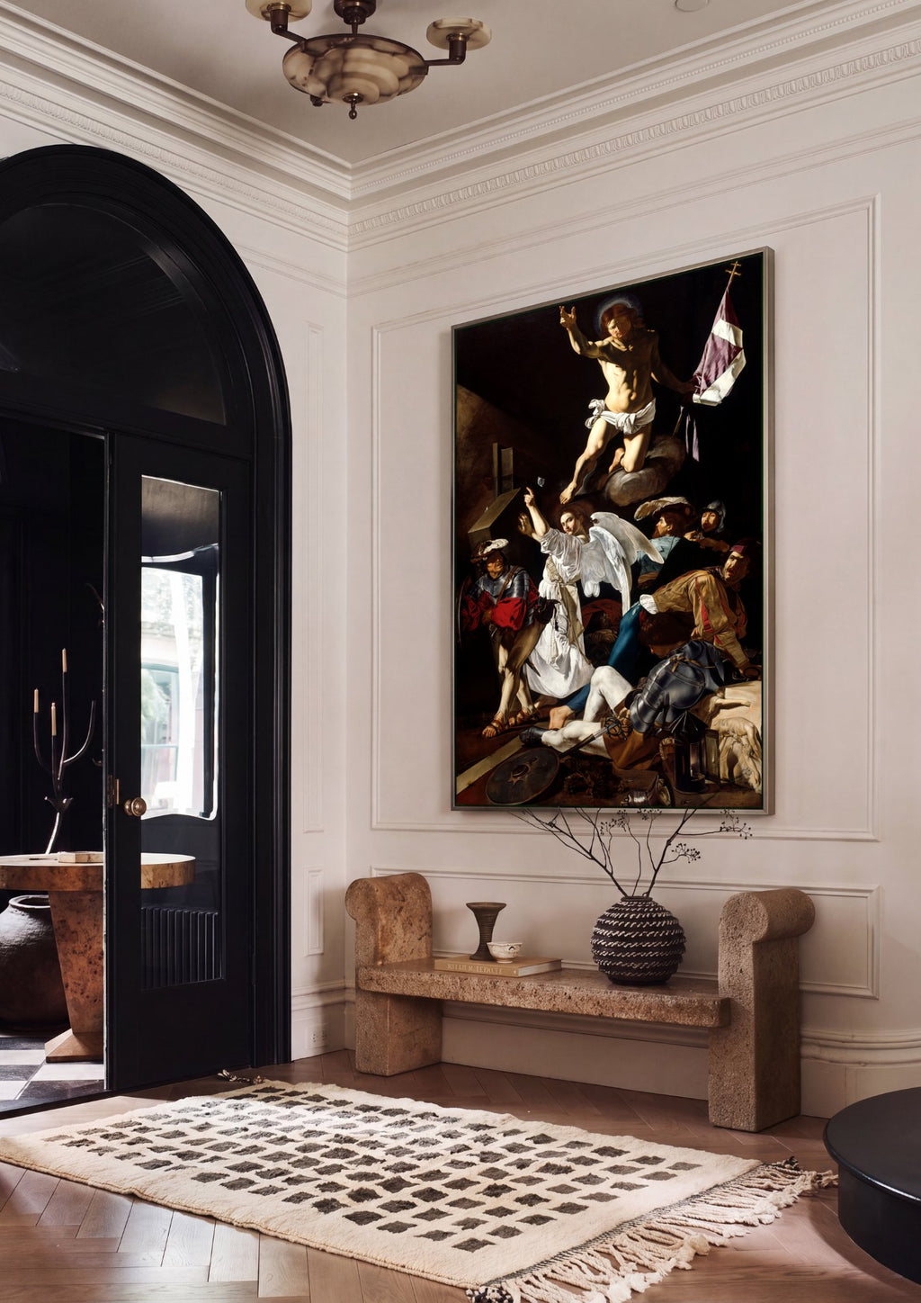 Quadro Decorativo A Ressurreição de Cristo - Caravaggio em ambiente decorado