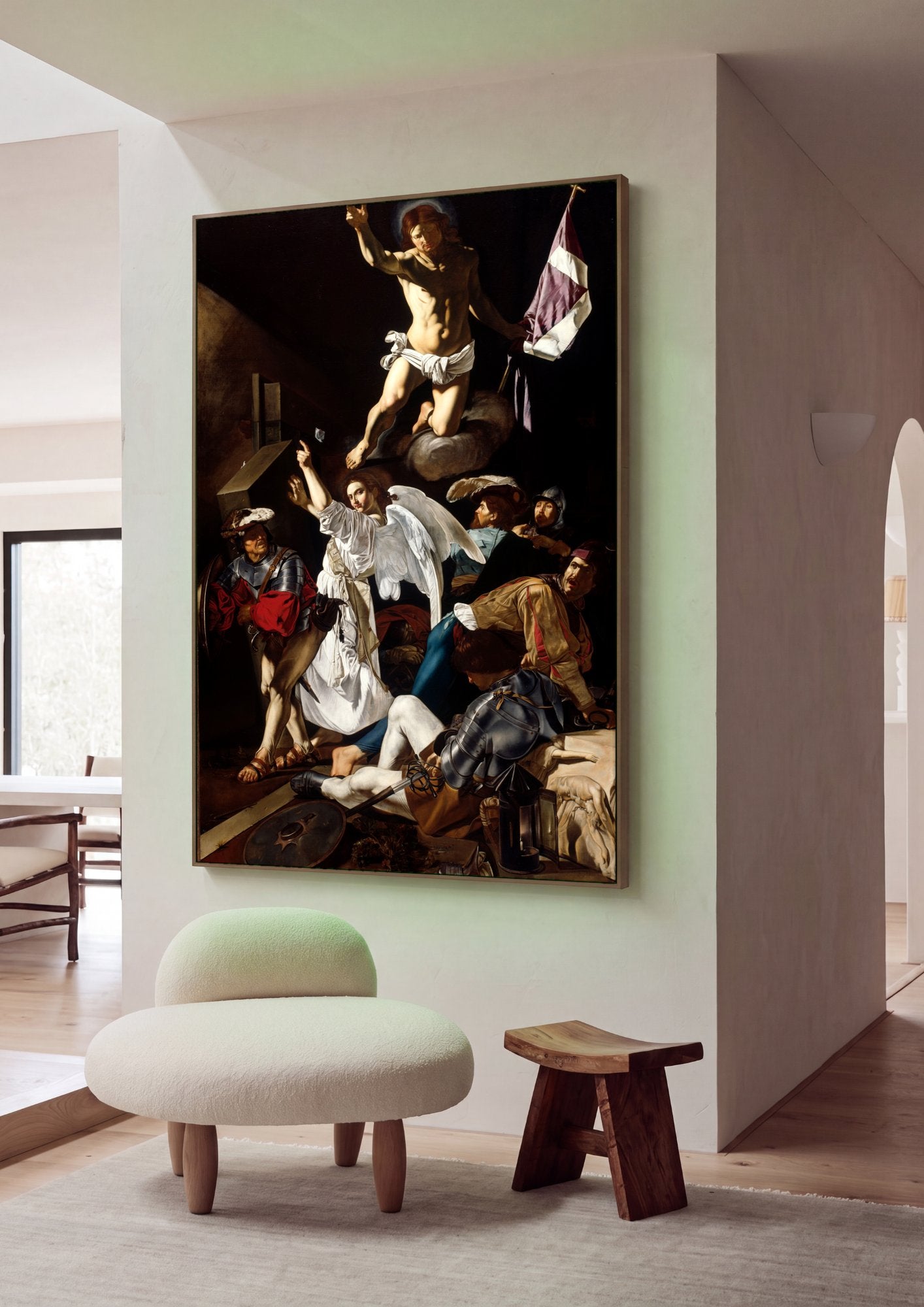 Quadro Decorativo A Ressurreição de Cristo - Caravaggio em ambiente decorado