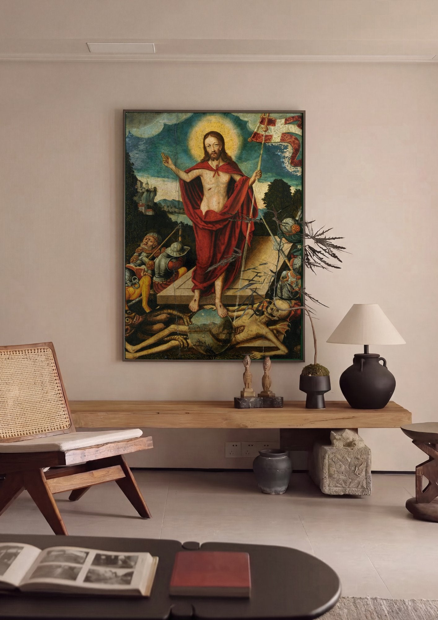 Quadro Decorativo A Ressurreição de Cristo - Cranach, o Velho em ambiente decorado