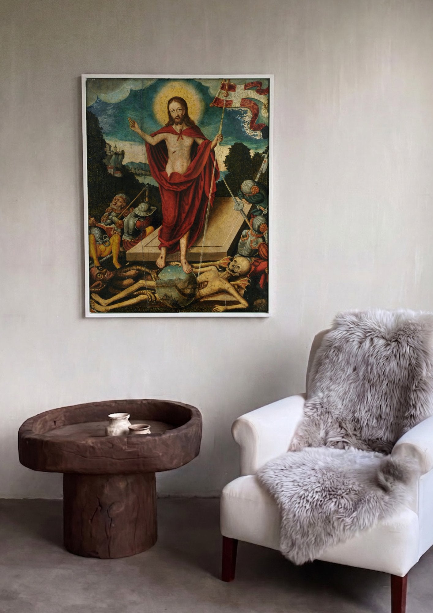 Quadro Decorativo A Ressurreição de Cristo - Cranach, o Velho em ambiente decorado