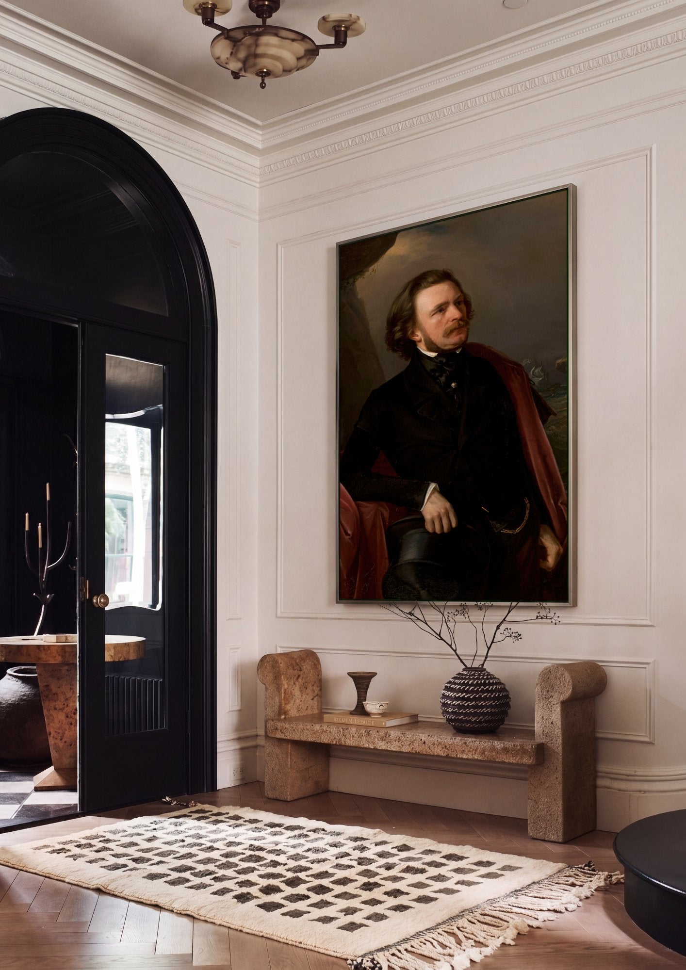 Quadro Decorativo Retrato com Cena Marítima - Józef Simmler em ambiente decorado