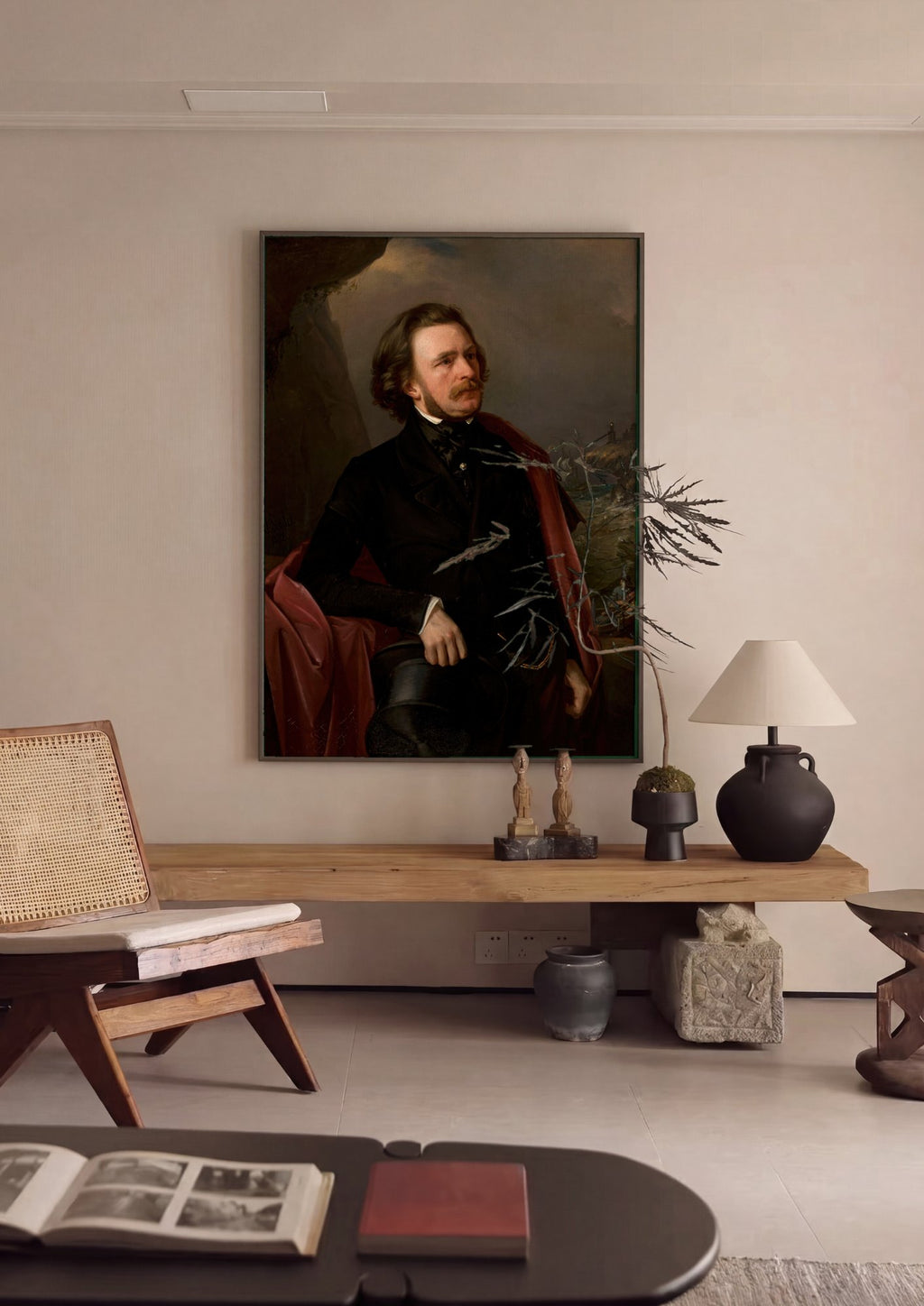 Quadro Decorativo Retrato com Cena Marítima - Józef Simmler em ambiente decorado