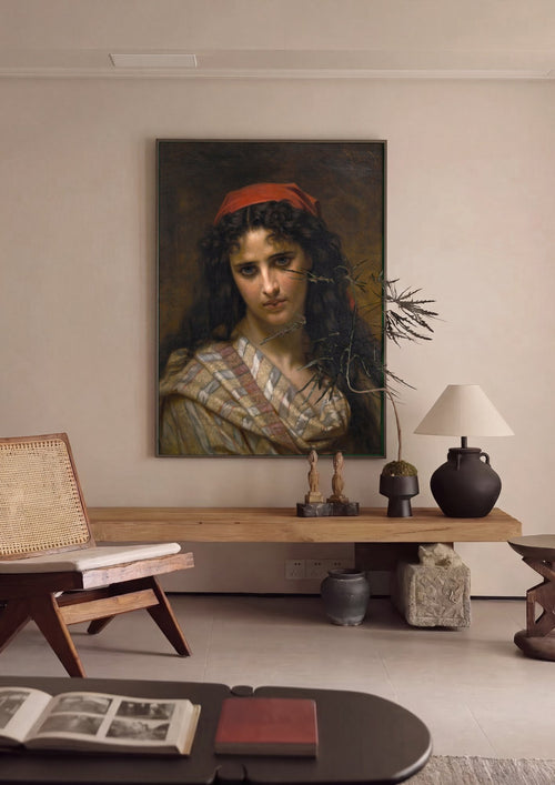 Quadro Decorativo 'A Cigana' - Hugues Merle em ambiente decorado
