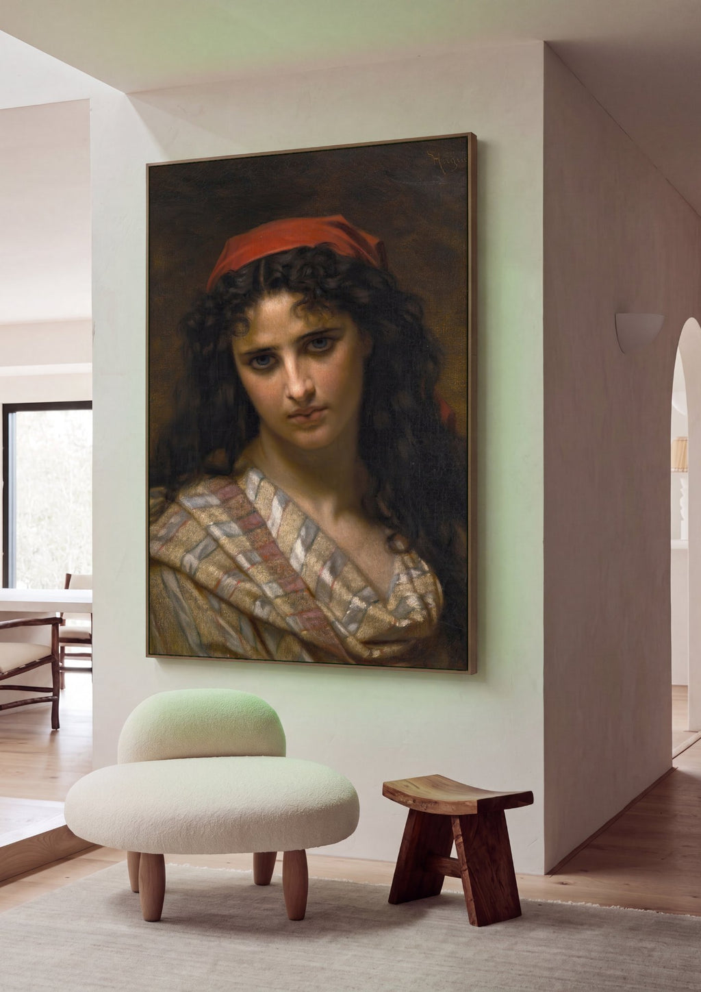 Quadro Decorativo 'A Cigana' - Hugues Merle em ambiente decorado