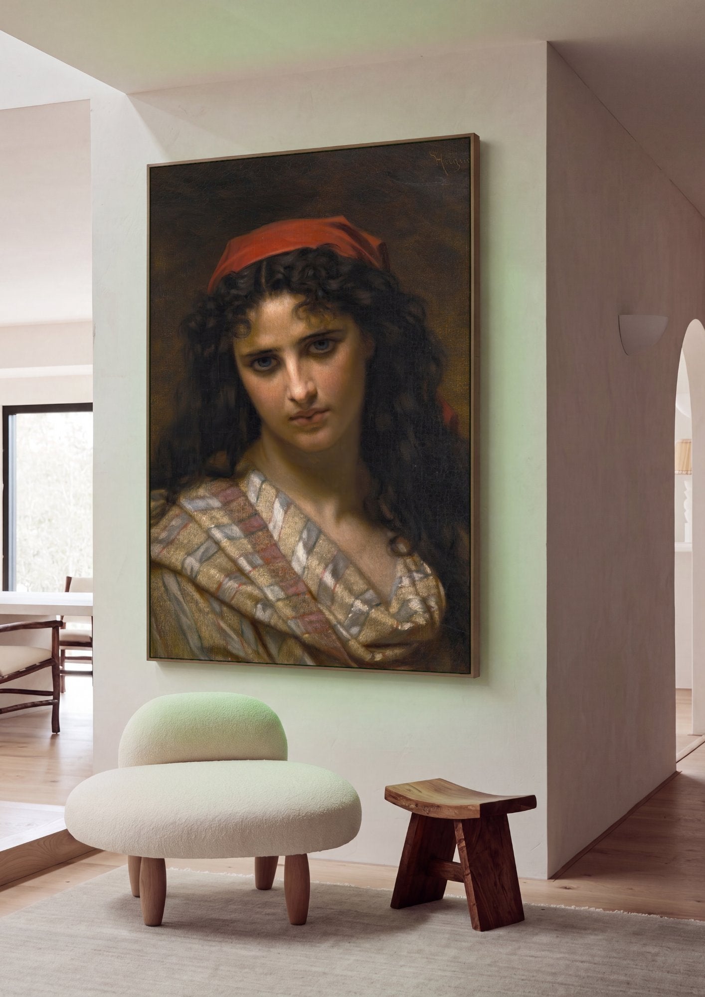 Quadro Decorativo 'A Cigana' - Hugues Merle em ambiente decorado