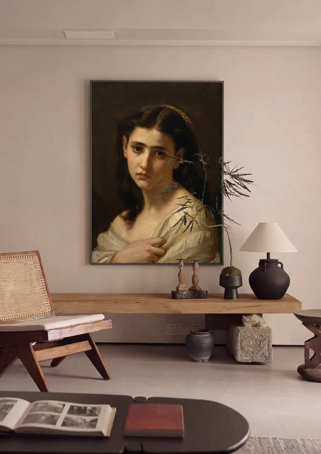 Quadro Decorativo 'A Súplica' - Hugues Merle em ambiente decorado