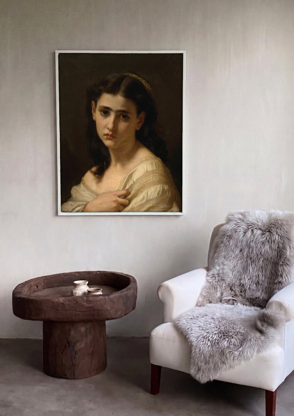 Quadro Decorativo 'A Súplica' - Hugues Merle em ambiente decorado