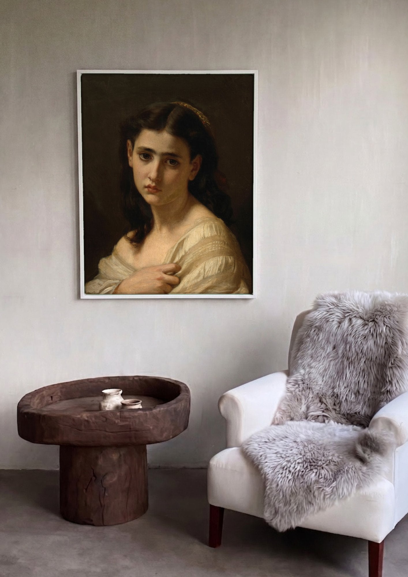Quadro Decorativo 'A Súplica' - Hugues Merle em ambiente decorado