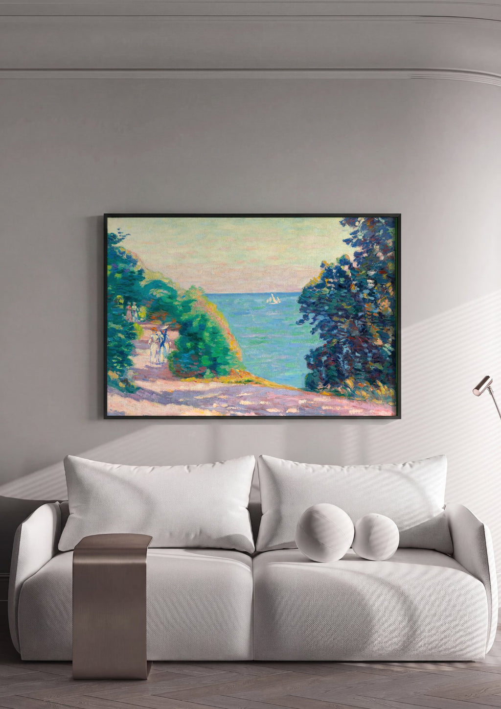 Quadro Decorativo Paisagem Costeira – Armand Guillaumin em ambiente decorado