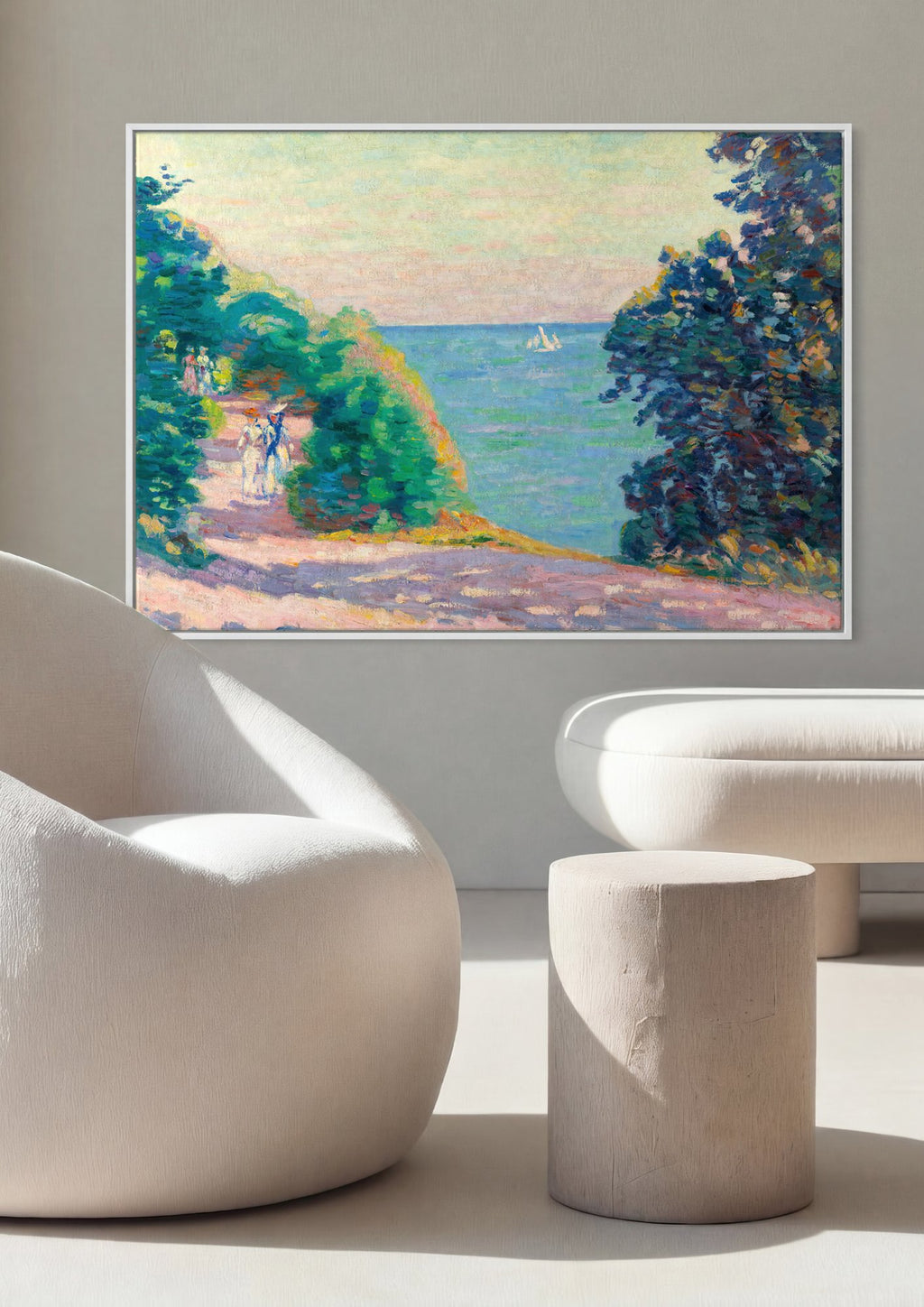 Quadro Decorativo Paisagem Costeira – Armand Guillaumin em ambiente decorado