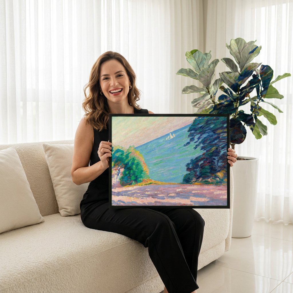 Quadro Decorativo Paisagem Costeira – Armand Guillaumin com modelo em ambiente