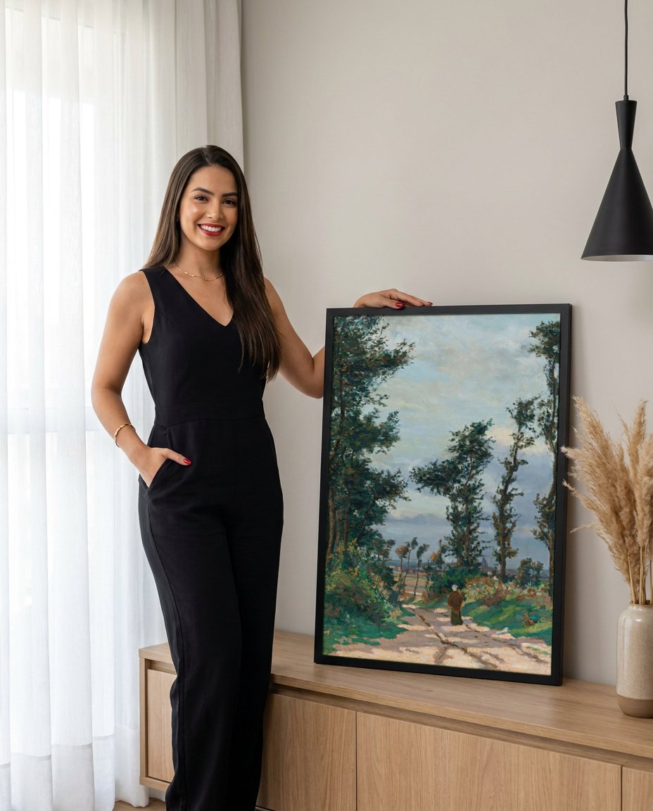 Quadro Decorativo Caminho de Aldeia - Armand Guillaumin com modelo em ambiente