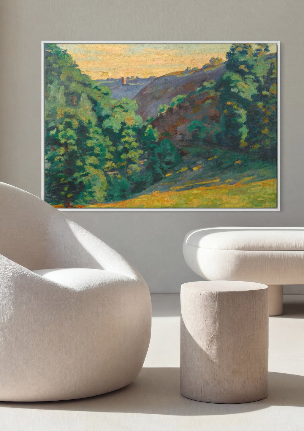 Quadro Decorativo Paisagem com Vale - Armand Guillaumin em ambiente decorado