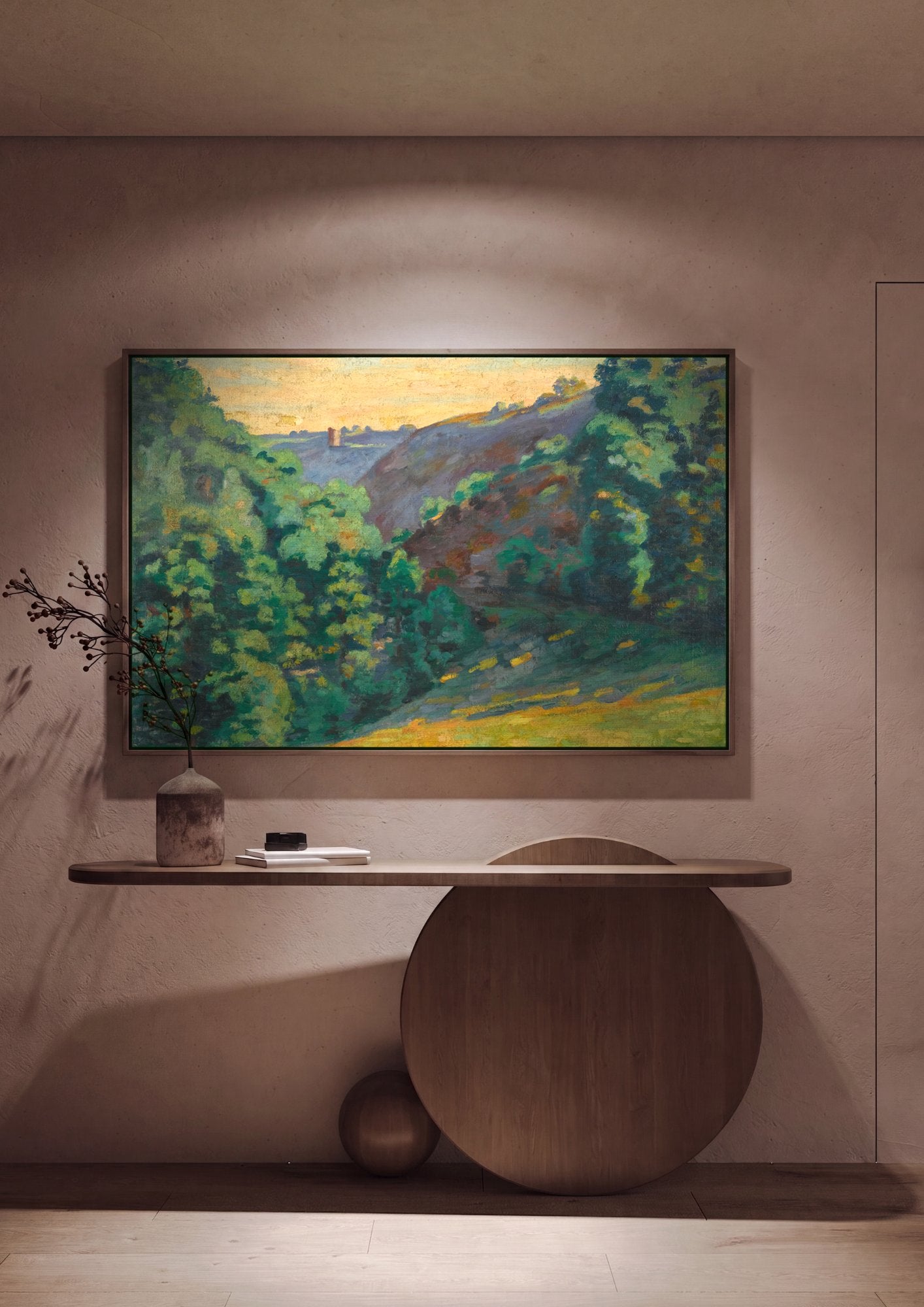 Quadro Decorativo Paisagem com Vale - Armand Guillaumin em ambiente decorado