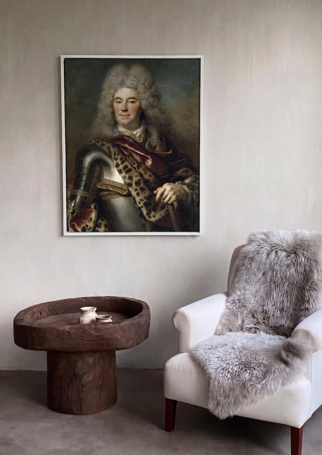 Quadro Decorativo Retrato Nobre com Armadura - Largillière em ambiente decorado