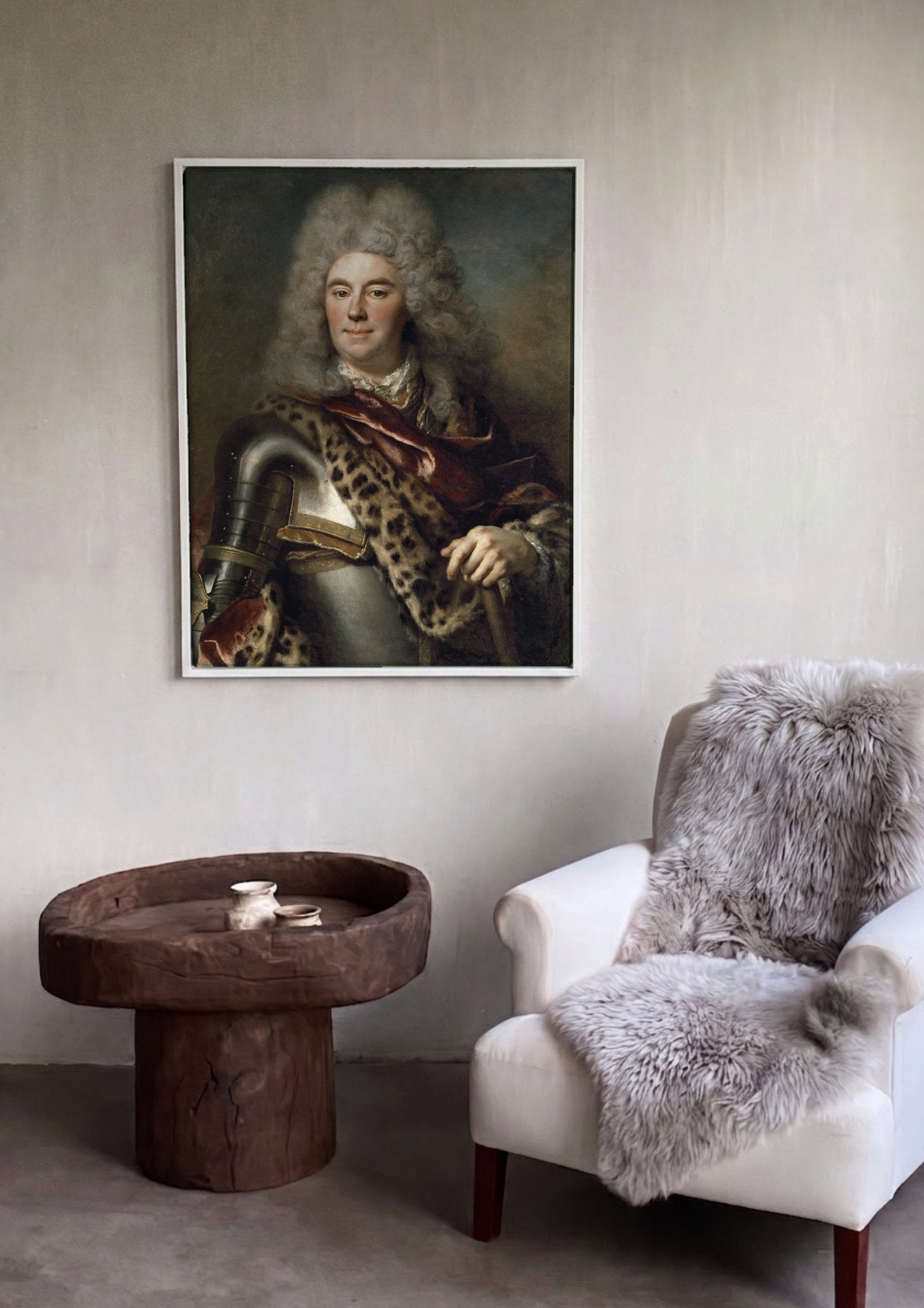 Quadro Decorativo Retrato Nobre com Armadura - Largillière em ambiente decorado