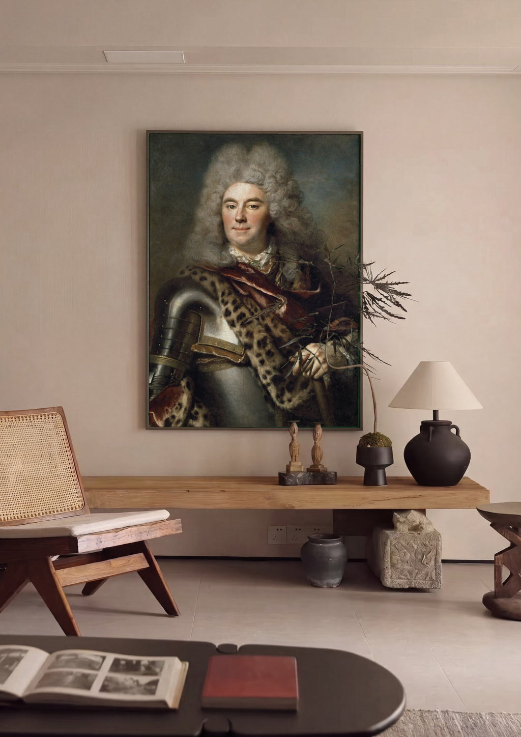 Quadro Decorativo Retrato Nobre com Armadura - Largillière em ambiente decorado