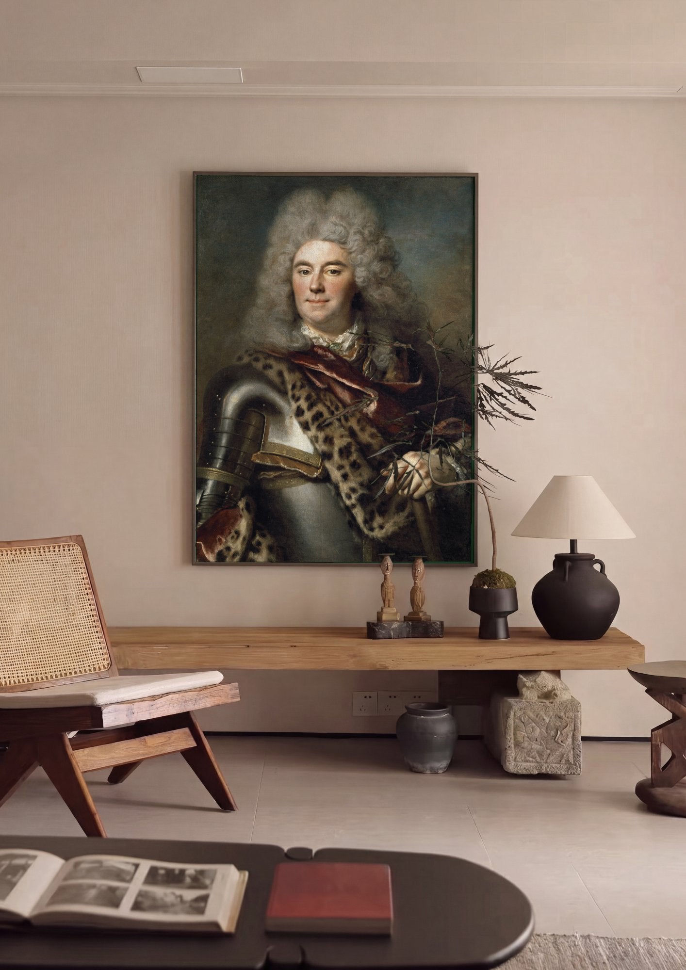 Quadro Decorativo Retrato Nobre com Armadura - Largillière em ambiente decorado