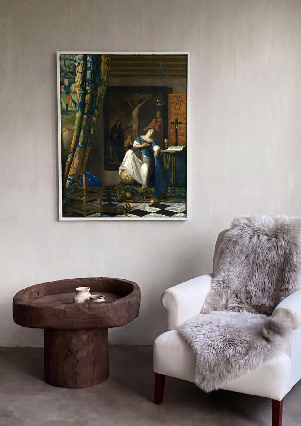 Quadro Decorativo A Alegoria da Fé - Vermeer em ambiente decorado