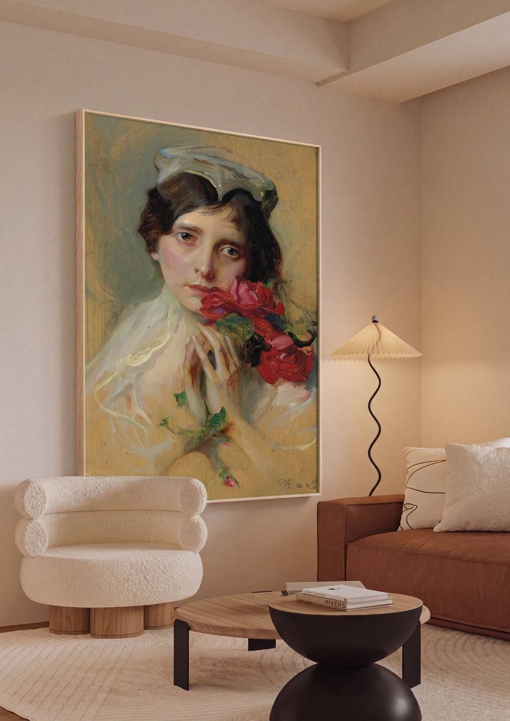 Quadro Decorativo 'Mulher com Rosas Vermelhas' - Philip Alexius de László em ambiente decorado