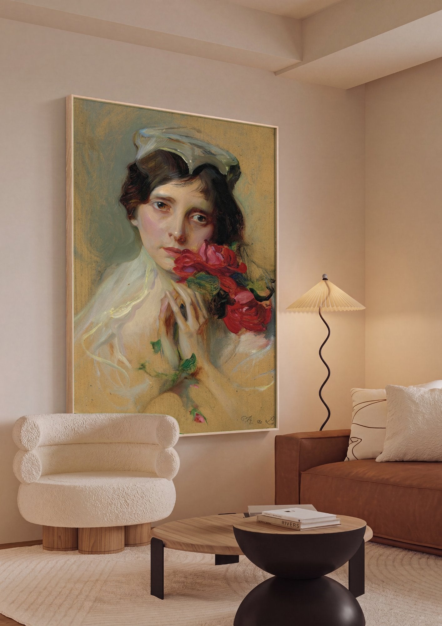 Quadro Decorativo 'Mulher com Rosas Vermelhas' - Philip Alexius de László em ambiente decorado