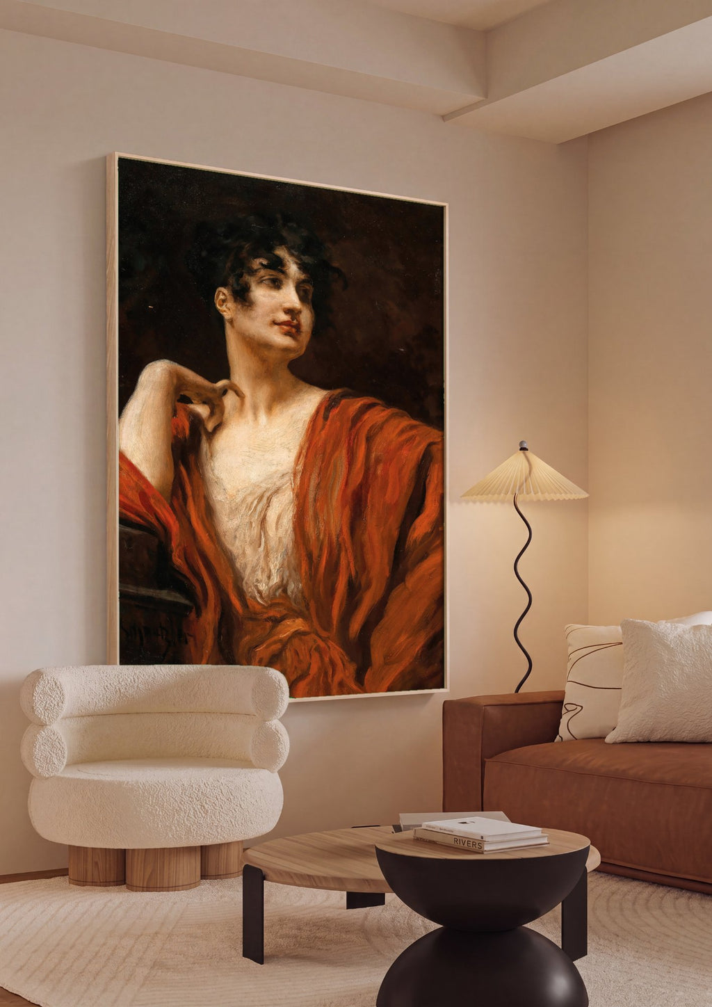 Quadro Decorativo Mulher com Manto Vermelho - Leopold Schmutzler em ambiente decorado