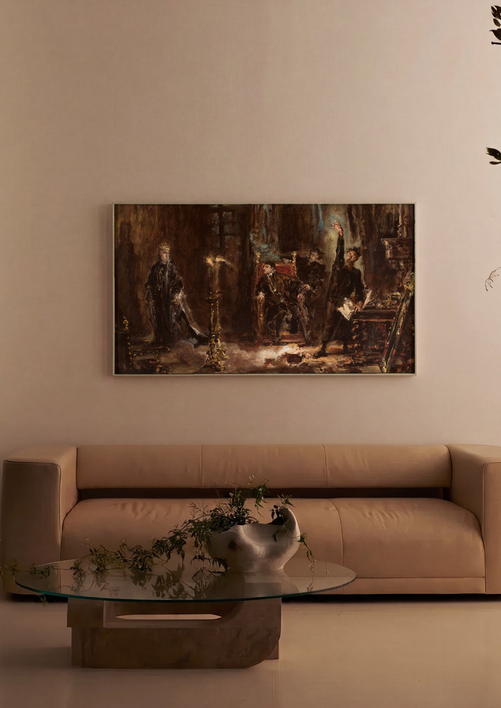 Quadro Decorativo Cena Dramática Noturna - Jan Matejko em ambiente decorado