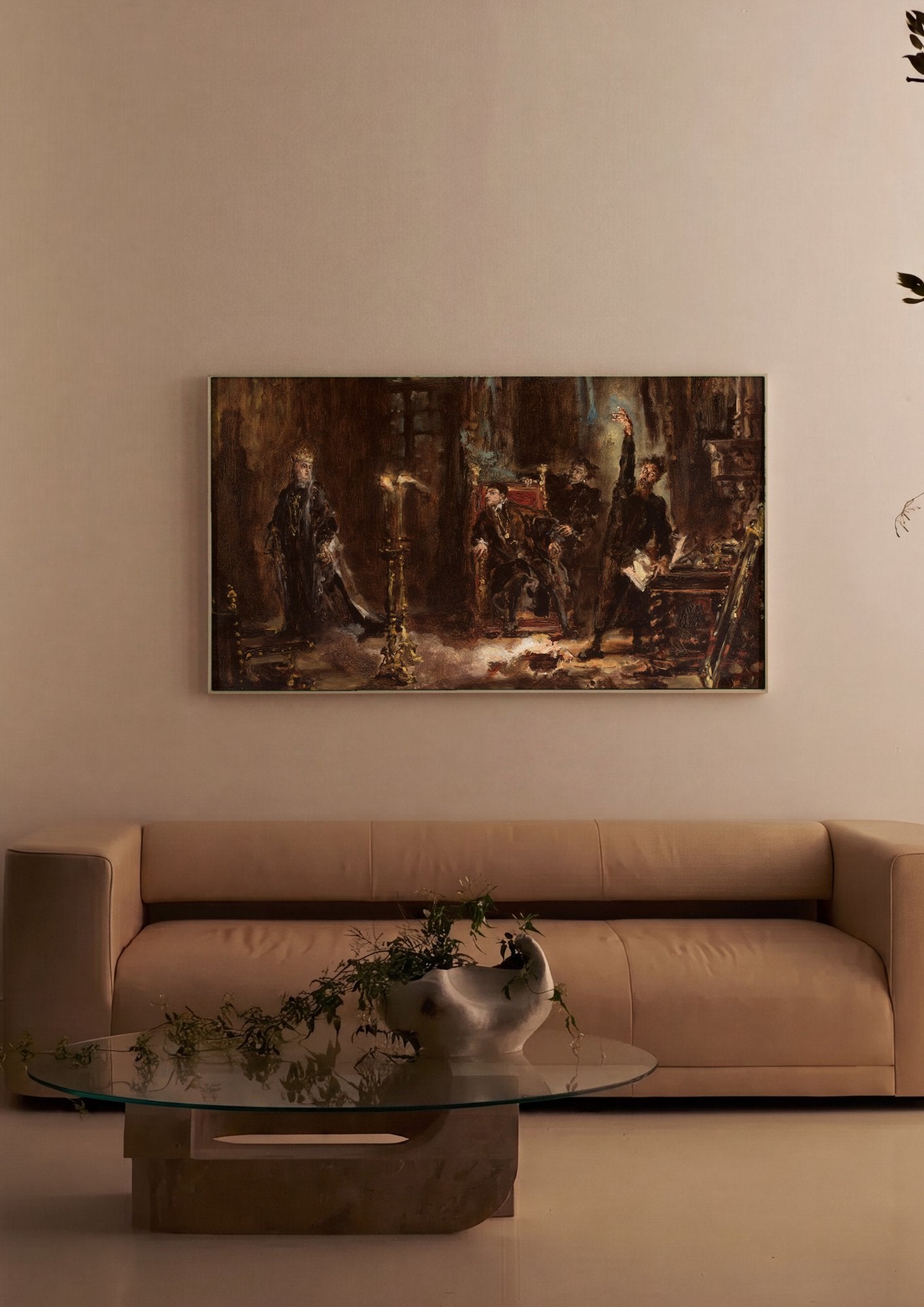 Quadro Decorativo Cena Dramática Noturna - Jan Matejko em ambiente decorado
