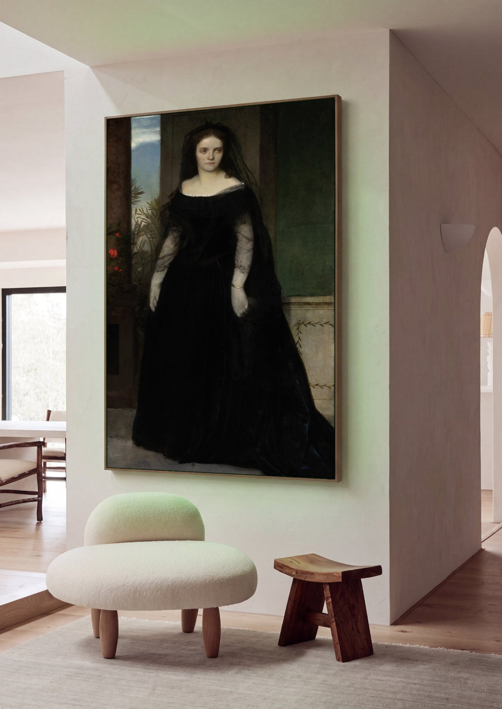 Quadro Decorativo A Viúva (Die Witwe) - Arnold Böcklin em ambiente decorado