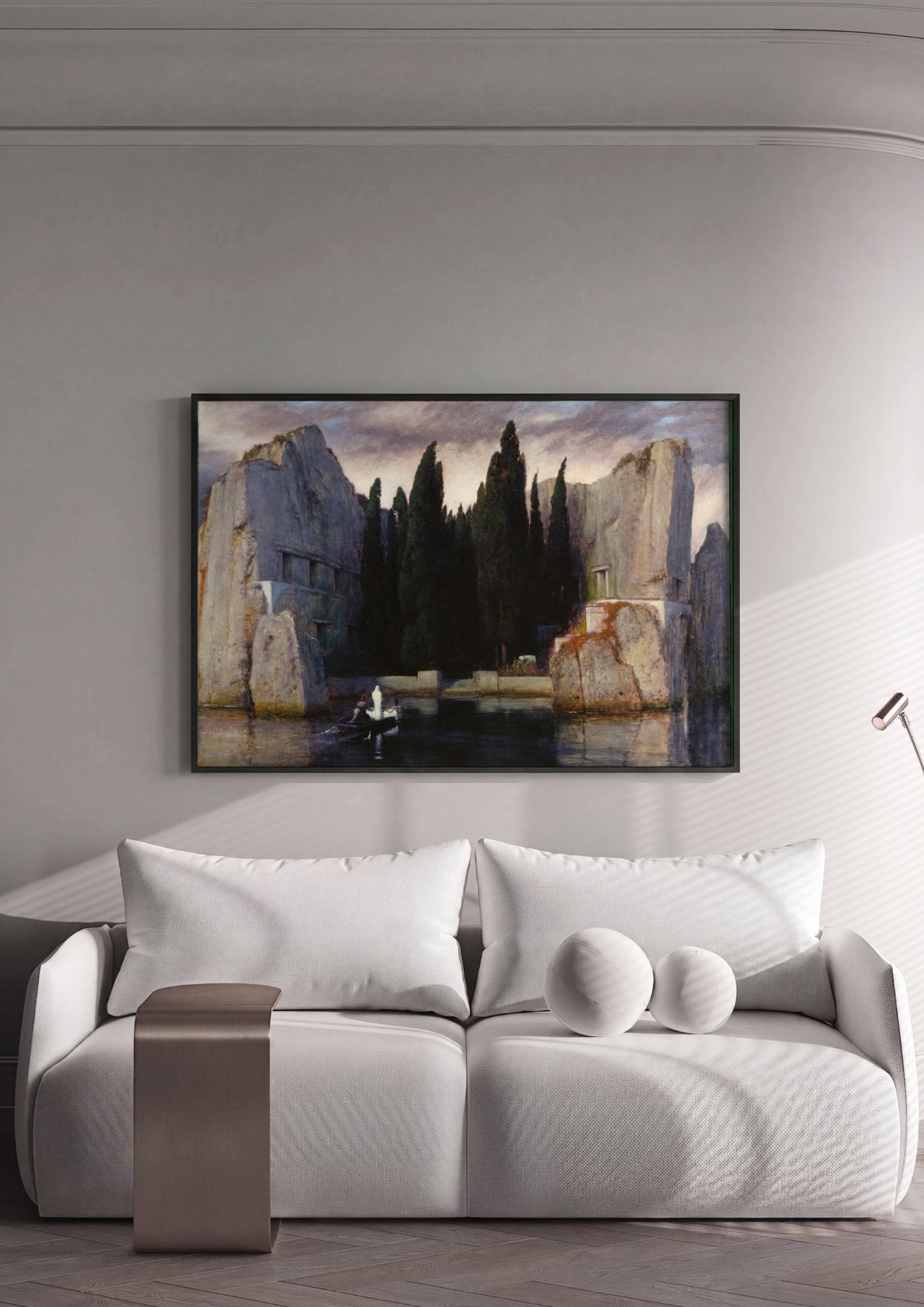 Quadro Decorativo A Ilha dos Mortos - Arnold Böcklin em ambiente decorado